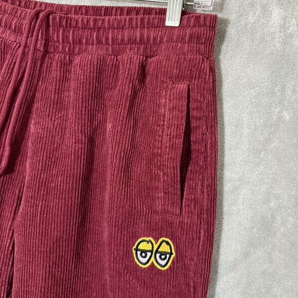 Krooked Eyes Corduroy Skateboard Pants Men M Red Maroon Skate Street Retro Y2K - Picture 3 of 11
